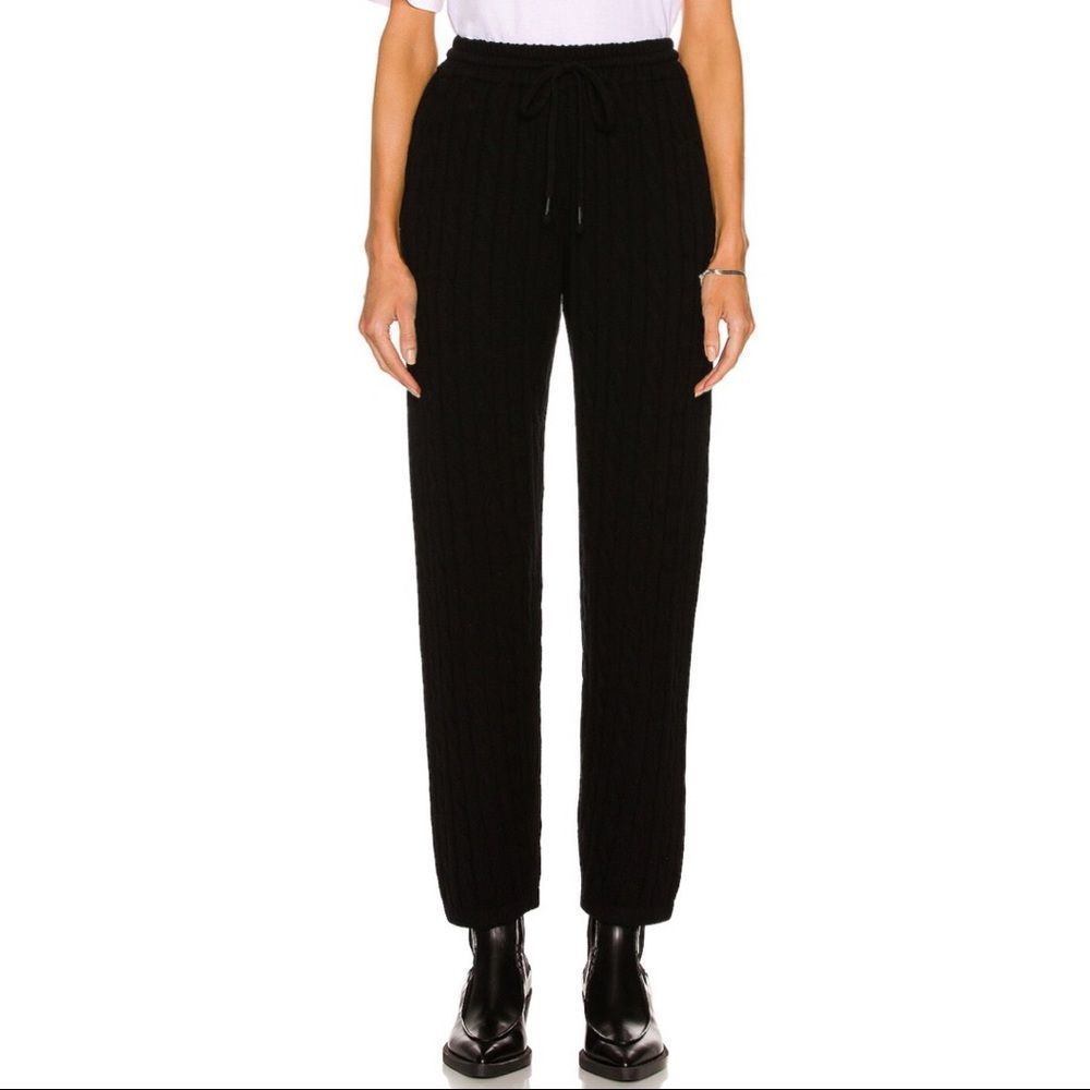 Grey Ven Herries Cable Lounge Pants Size Medium Black Cable Knit Luxury Sweats